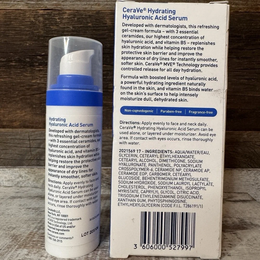 Cerave Hyaluronic Acid Serum for‎ Face with Vitamin B5 and Ceramides 1 oz.